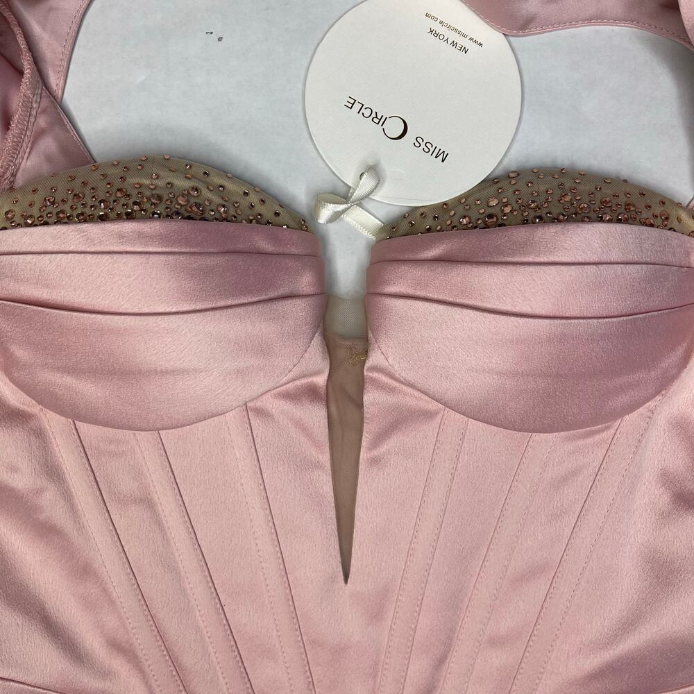 Miss Circle Camila Pink Satin Corset Mini Dress size S New long sleeve Pastel - Picture 9 of 13